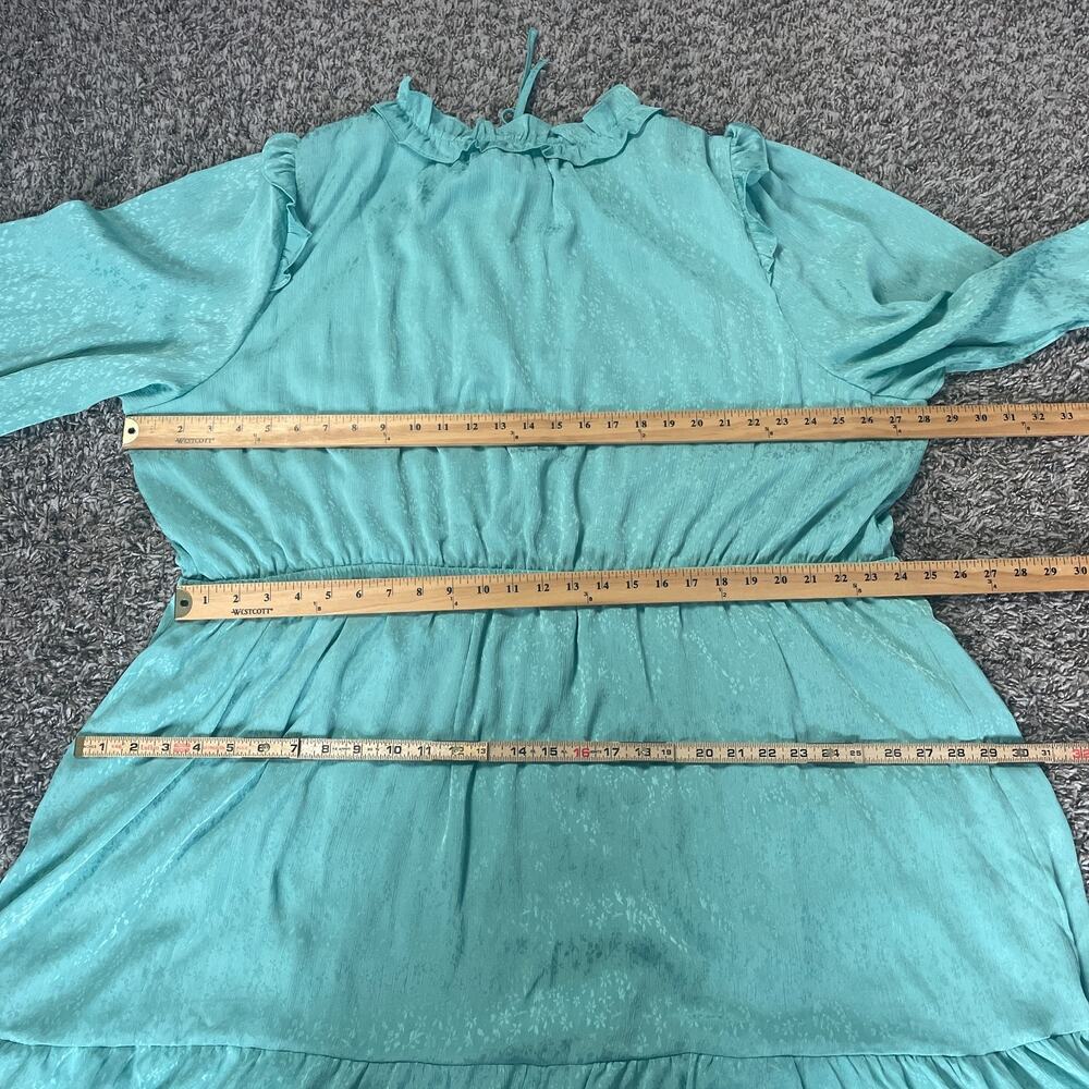 LC Lauren Conrad Dress Plus Size 4X Teal Blue Ruffle Boho Peasant Feminine - Picture 11 of 13